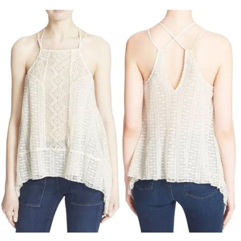 Alice + Olivia Ravenna Cami Top Size Large Embroidered Lace Romantic Ivory